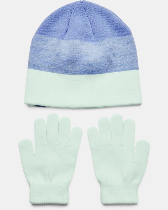 Girls' UA Beanie Glove Combo, Blue, pdpMainDesktop image number 1